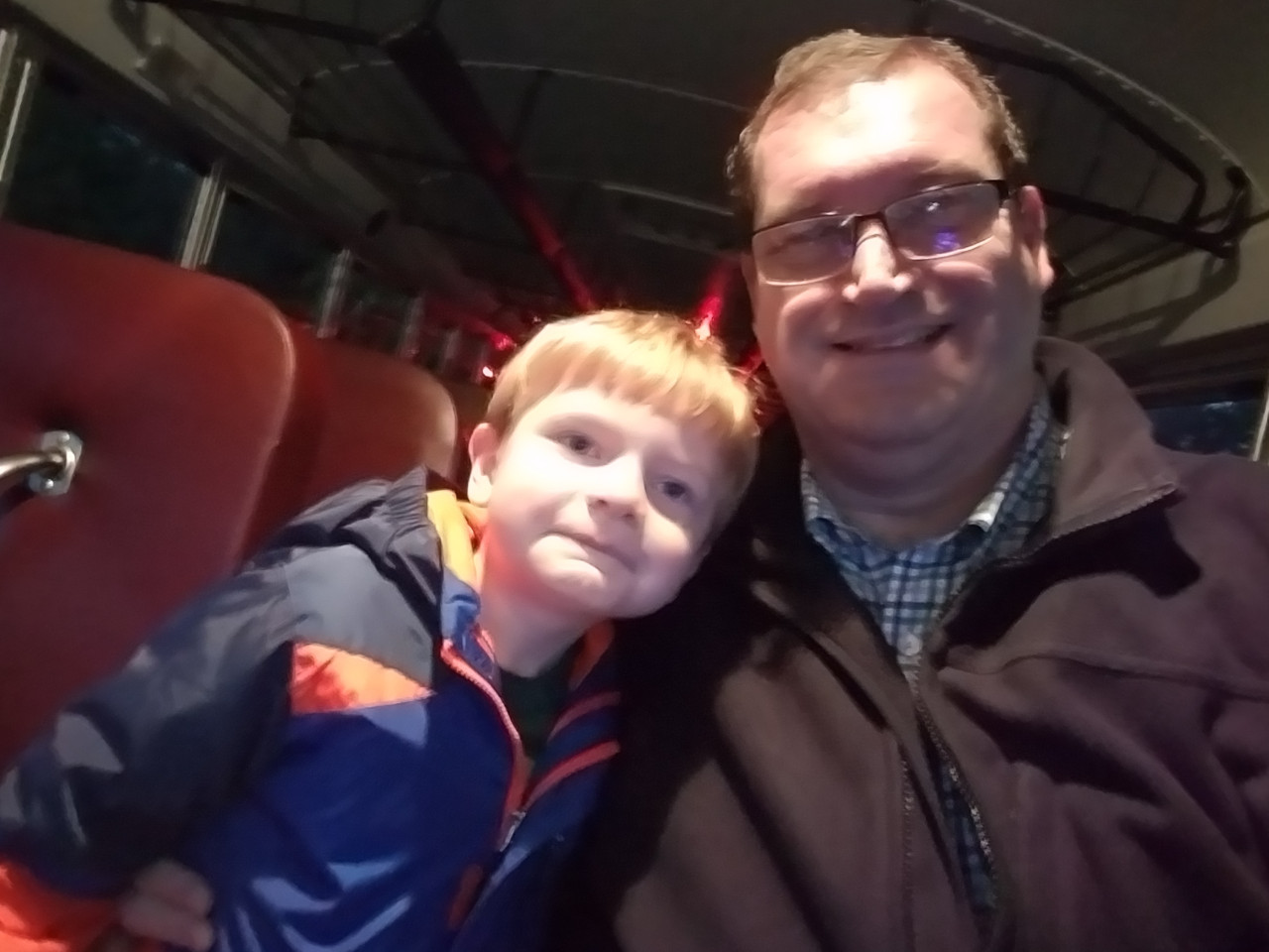 Peter and I in a school bus